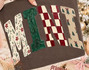 Christmas Mini PNG, Kids Aesthetic Holiday Digital Download, Painted Shirt, Sublimation and DTF, Trendy Mama and Mini Christmas Tree Design