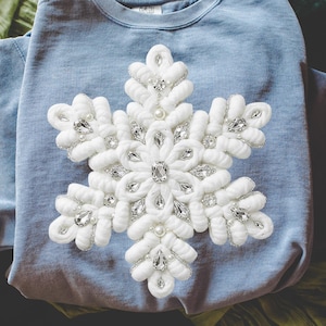 Diseño PNG de copo de nieve de hilo sintético / Descarga digital / Archivo PNG / Sublimación y DTF / Pedrería navideña / Invierno