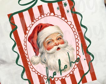 Retro Santa PNG, Christmas Digital Download, Trendy Sublimation and DTF, Ho Ho Ho Holiday Shirt, Boutique Aesthetic Design