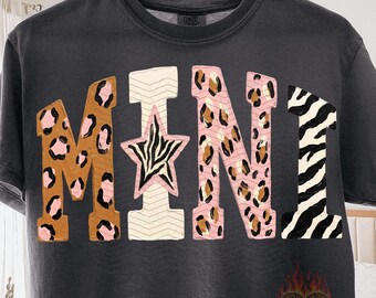 Edgy Mini PNG, Y2K Mama Mini Digital Download, Neutral Western Kids Shirt, Sublimation and DTF,  Leopard Girly Mom Design, Trendy Boutique