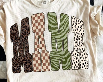 Boho Mama PNG, Mothers Day Digital Download,  Neutral Western Mama Shirt, Sublimation and DTF,  Leopard Edgy Mom Design, Trendy Boutique