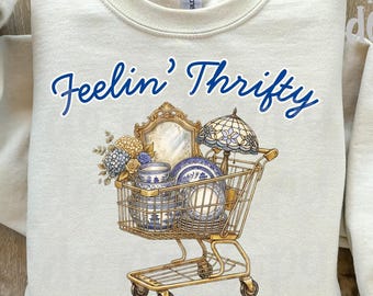 Thrifting Vintage PNG, Thrift Store Lover Digital Download, Granny Core Shirt , Sublimation and DTF,  Aesthetic, Trendy Boutique Far