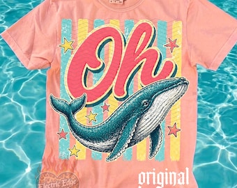 Oh Whale Summer PNG / Download digitale Retro Beach / Sarcastico / Sublimazione DTF / Più tardi Gator / Maglietta da piscina alla moda