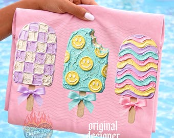 Cute Popsicle PNG, Preppy Pastel Summer Digital Download, Sublimation DTF, Trendy Boutique Shirt, Girly Aesthetic, Sweets, Kids Design