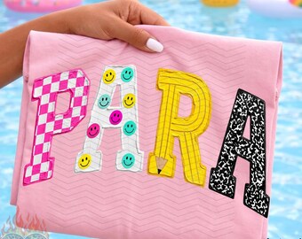 Teacher PARA PNG, Preppy Teach Digital Download, Sublimation DTF, Back to School Shirt, Trendy Boutique Design, Elementary Graphic Smiley