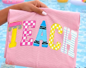 Teacher Preppy PNG, Teach Digital Download, Sublimation and DTF, Back to School Shirt, Trendy Boutique Design, Elementary Graphic Smiley