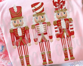 Candy Cane Nutcrackers PNG, Christmas Digital Download, Hand-Painted Design, Sublimation and DTF, Holiday Boutique Shirt
