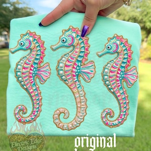 Trio d'hippocampes BCBG PNG | Téléchargement numérique côtier | Conception de plage d'été | DTF pour sublimation | Graphique océan girly tendance | Boutique