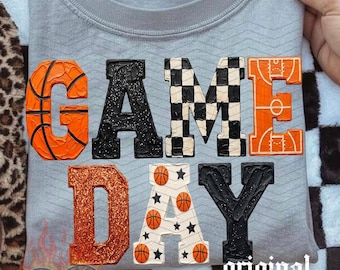 Basketball Game Day PNG, Sports Digital Download, Team Mom Shirt, Sublimation and Digital Download, Trendy Checkered Hoops Boutique Shirt