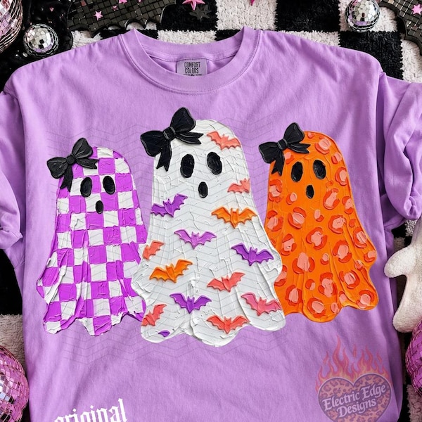 Cute Halloween Ghost Trio PNG, Girly Digital Download, Sublimation DTF, Trendy Boutique Shirt, Coquette Design, Spooky Season Tee