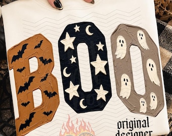 Halloween BOO PNG, Spooky Season Digital Download,  Neutral Ghost Shirt, Sublimation and DTF, Edgy Bat Design, Trendy Fall Shirt