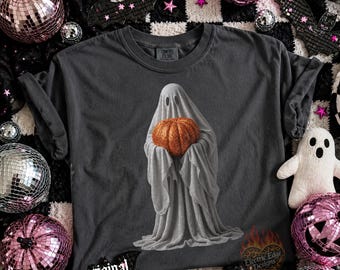 Ghost Pumpkin Halloween PNG, Spooky Season Shirt, Sublimation DTF,  Trendy Fall Aesthetic, Retro Neutral Graphic, Boutique Design