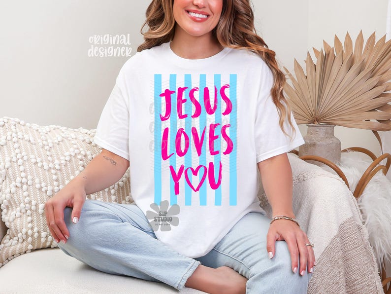 Jesus älskar dig PNG, retro kristen skjortdesign, sublimering och DTF, trendig kyrklig t-shirt, nedladdning av religiös tro, korsets nåd bild 5