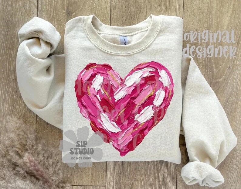 Hand-Painted Heart Valentine's Day png Design | Digital Download | PNG File | Sublimation DTF Design | Love Holiday PNG | Coquette Trendy image 5