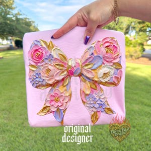 Lazo de primavera floral pastel PNG / Descarga digital de Pascua / Diseño de camisetas boutique / Sublimación y DTF / Patrones de primavera coquetos / De moda imagen 5