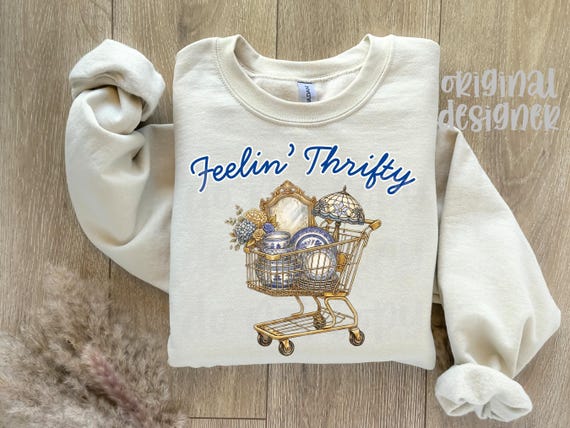 Thrifting Vintage PNG, Thrift Store Lover Digital Download, Granny Core Shirt , Sublimation and DTF,  Aesthetic, Trendy Boutique Far