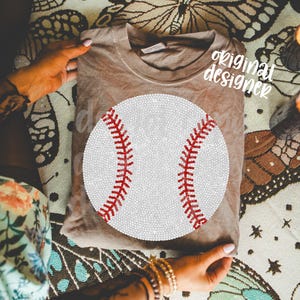 Faux Strass Baseball PNG, Matchdag Digital Nedladdning, Trendig Sublimering och DTF, Girly Sports Team Mom Shirt bild 4