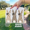 Neutral Easter Bunny PNG | Leopard Bunny Trio | Boutique Sublimation and DTF Download |  Checkered Spring Shirt Design | Trendy Bow Rabbits