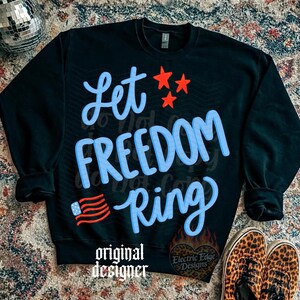 Låt friheten ringa patriotisk PNG | Retro digital nedladdning | Sublimering DTF | 4 juli-skjorta | Trendig amerikansk design | Sommar bild 5