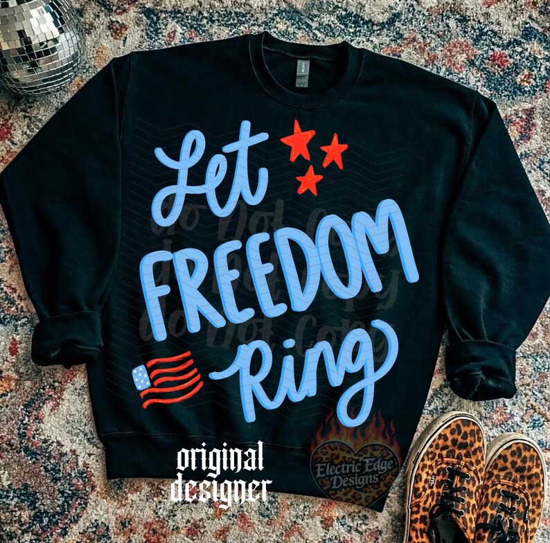Låt friheten ringa patriotisk PNG | Retro digital nedladdning | Sublimering DTF | 4 juli-skjorta | Trendig amerikansk design | Sommar bild 5