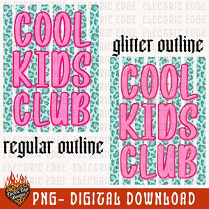 Cool Kids Club PNG, Girly Kids Digital Download, Trendy Summer Shirt, Sublimation and DTF, Preppy Leopard Design, Mama Mini Boutique image 2