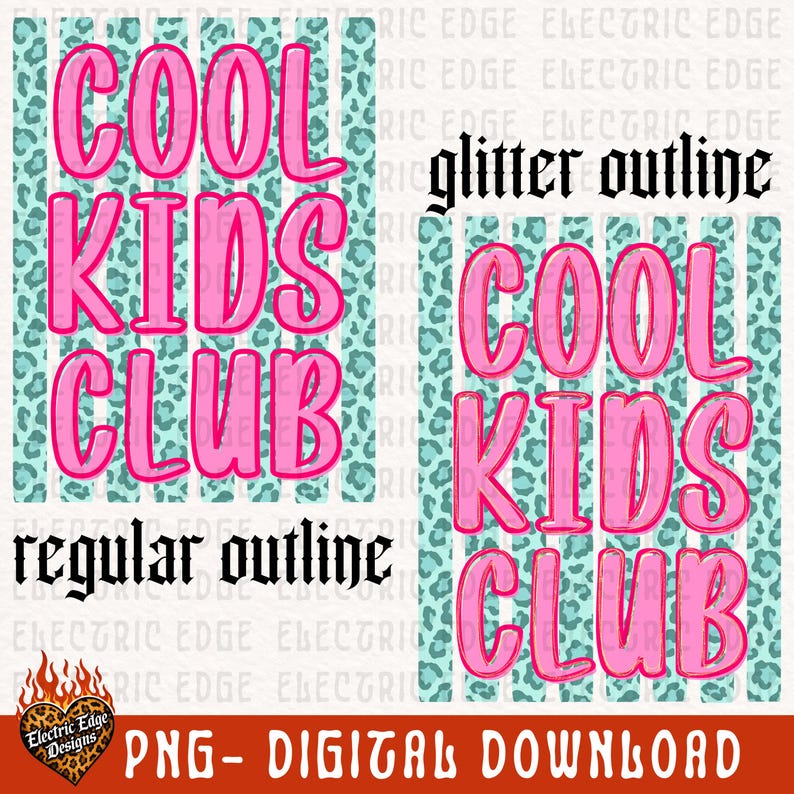 Cool Kids Club PNG, Girly Kids Digital Download, Trendy Summer Shirt, Sublimation and DTF, Preppy Leopard Design, Mama Mini Boutique image 2