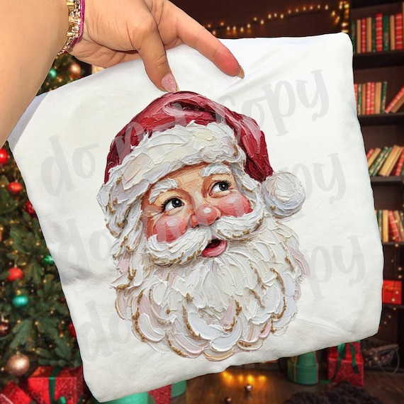 Vintage Santa PNG, Christmas Digital Download, Sublimation and DTF, Hand Painted Holiday Shirt, Trendy Boutique Designs