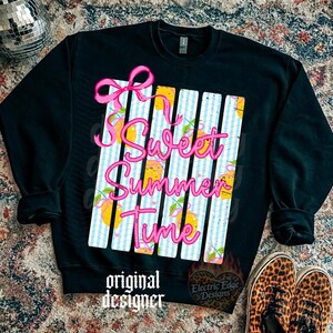 Sweet Summer Time PNG | Lemon Digital Download | Summer Shirt | Sublimation DTF | Preppy Bow Design | Tropical Beach Vacation | Trendy image 3