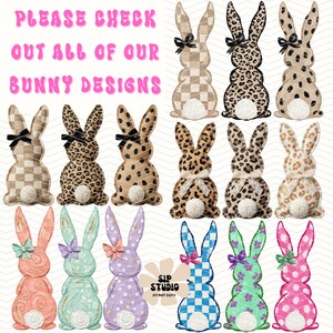 Painted Easter Bunny Trio PNG | Trendy Digital Download | Sublimation and DTF | Spring Shirt Design | Pastel Coquette Rabbits | Boutique image 7