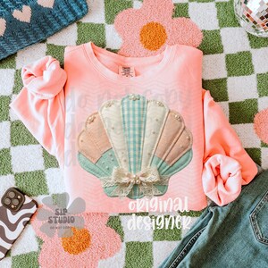 Coquette Seashell PNG, Summer Digital Download, Beach Sublimation DTF, Aesthetic Preppy Shirt, Trendy Vacation Design, Boutique image 3