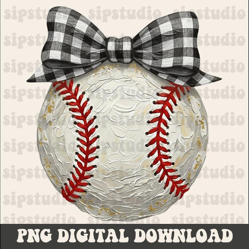 Baseball peint à la main PNG, téléchargement numérique le jour du match, conception de chemise de baseball avec noeud, sublimation tendance et DTF, Coquette Sports Mom image 3