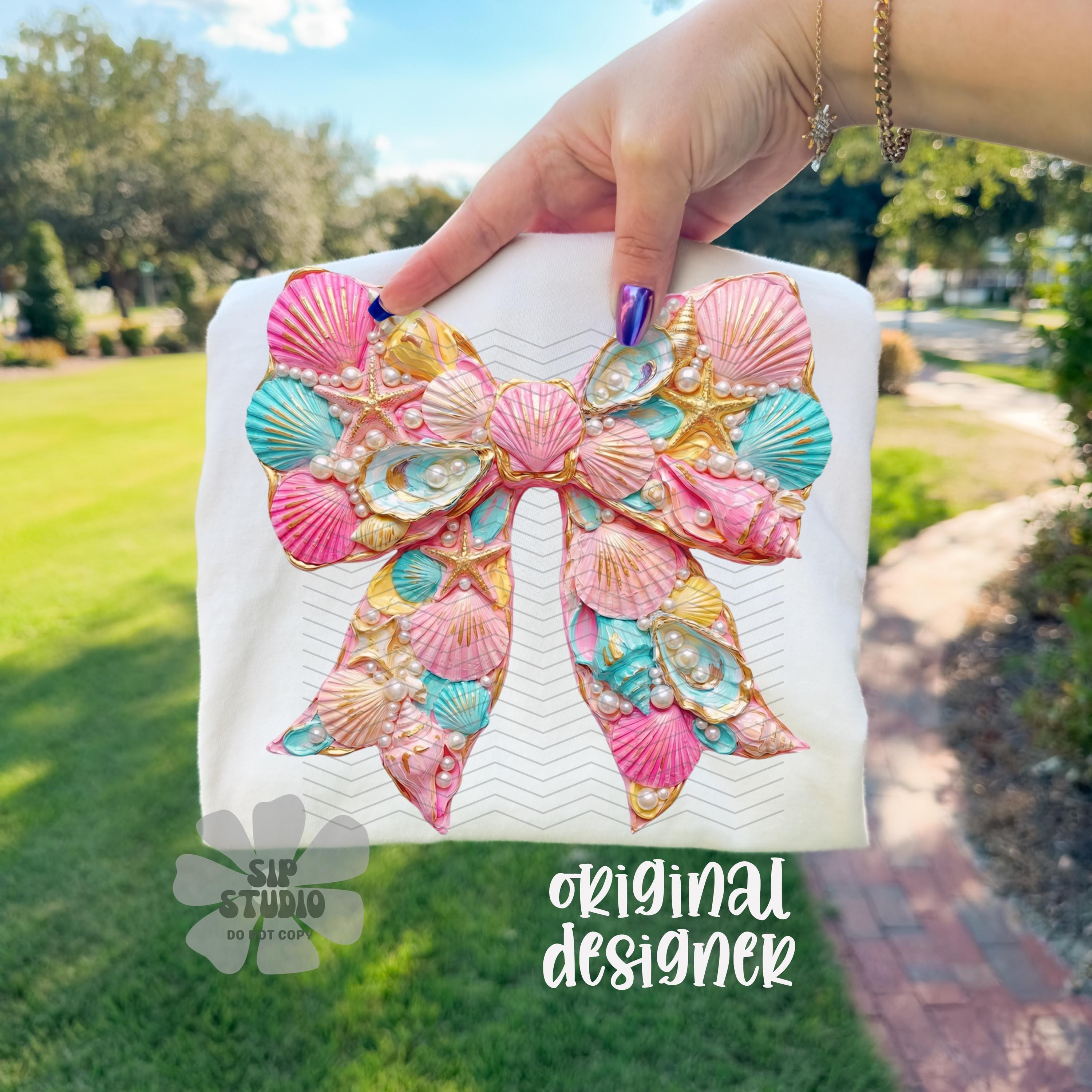 Seashell Coquette Bow PNG | Digital Download | Coastal Pearl Design ...