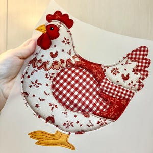 Hen Quilted Patchwork PNG, Vintage Cottagecore Digital Download | Farmhouse Antique | Sublimation and DTF | Chicken Mama Shirt | Trendy image 4