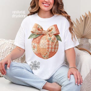Patchwork Perzik, PNG | Digitale download Grandma Core | Lentesublimatie en DTF | Zomer | Shirt met borduursel namaak | Trendy | Zuidelijk afbeelding 6