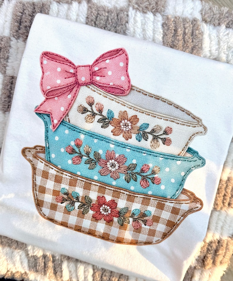 Patchwork Vintage Pyrex Dishes PNG | Grandma Core Digital Download | Sublimation and DTF | Cottagecore Shirt Design | Thrift Lover | Trendy image 2