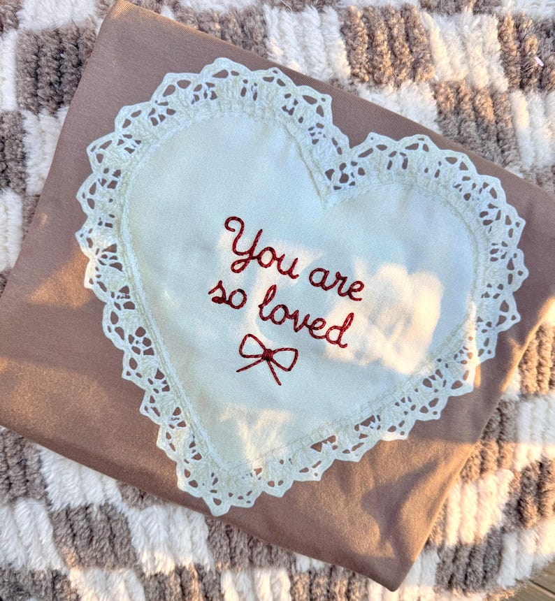You are so loved Lace Heart PNG, Digital Download, Sublimation and DTF, Cottagecore, Christian Design, Vintage Shirt image 2