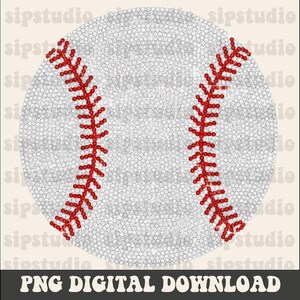 Faux Strass Baseball PNG, Matchdag Digital Nedladdning, Trendig Sublimering och DTF, Girly Sports Team Mom Shirt bild 2