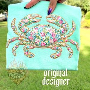 Preppy Crab PNG, Sommer Digital Download, Strand Urlaub Shirt, Sublimation DTF, trendiges Küsten Design, Boutique Tropical Grafik, Meer Bild 1