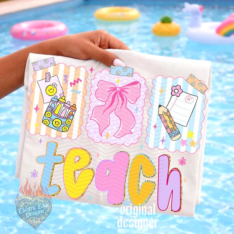 Cute Teach PNG, Teacher Digital Download, Sublimation and DTF, Back to School Shirt, Trendy Boutique Design, Elementary Graphic image 1