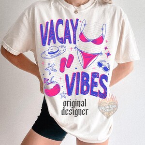 PNG com vibe de férias | Download digital de verão | Camiseta de praia moderna | Sublimação DTF | Design tropical | Camiseta para cruzeiro | Estilo praiano imagem 4