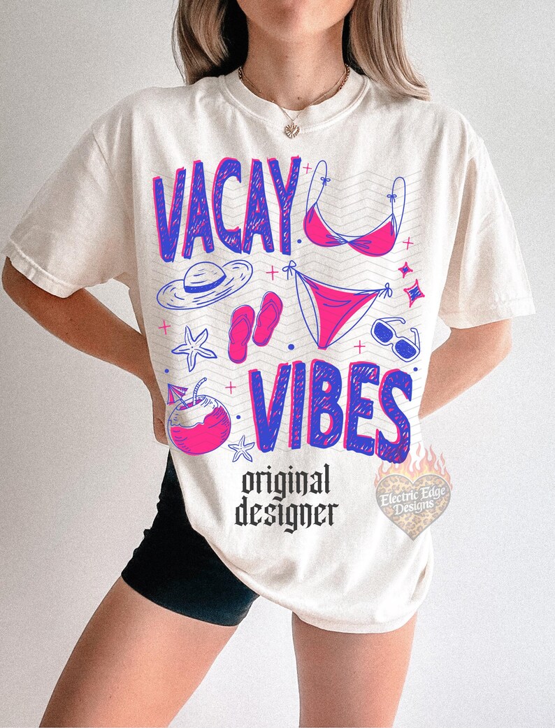 PNG com vibe de férias | Download digital de verão | Camiseta de praia moderna | Sublimação DTF | Design tropical | Camiseta para cruzeiro | Estilo praiano imagem 4