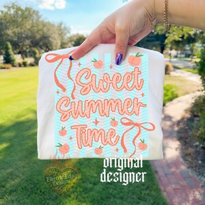 Sweet Summer Time PNG | Peach Digital Download | Summer Shirt | Sublimation DTF | Preppy Bow Design | Tropical Beach Vacation | Trendy image 5