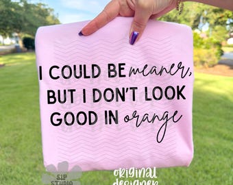 I Could Be Meaner PNG, Sarcasm Digital Download, Single Color File, Sublimation and DTF Design, Sassy Funny Quote, Humor Trendy Shirt