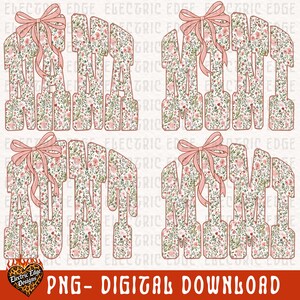 May include: Floral "MAMA" design with a pink bow on top of each letter. The letters are filled with a floral pattern of pink, red, and green flowers. The words "PNG - DIGITAL DOWNLOAD" are at the bottom.