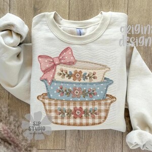 Patchwork Vintage Pyrex Dishes PNG | Grandma Core Digital Download | Sublimation and DTF | Cottagecore Shirt Design | Thrift Lover | Trendy image 9
