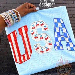 USA Painted PNG, Popular 4th of July Digital Download, Sublimation DTF, Patriotic Cherry Americana Shirt, Trendy Summer Tee, Memorial Day image 1