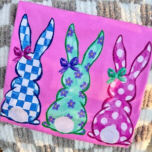 Coquette Easter Bunny PNG Trio | Hand painted Shirt Design | Digital Download | Pastel Spring Rabbits | Sublimation DTF Design | Kids Trendy image 2