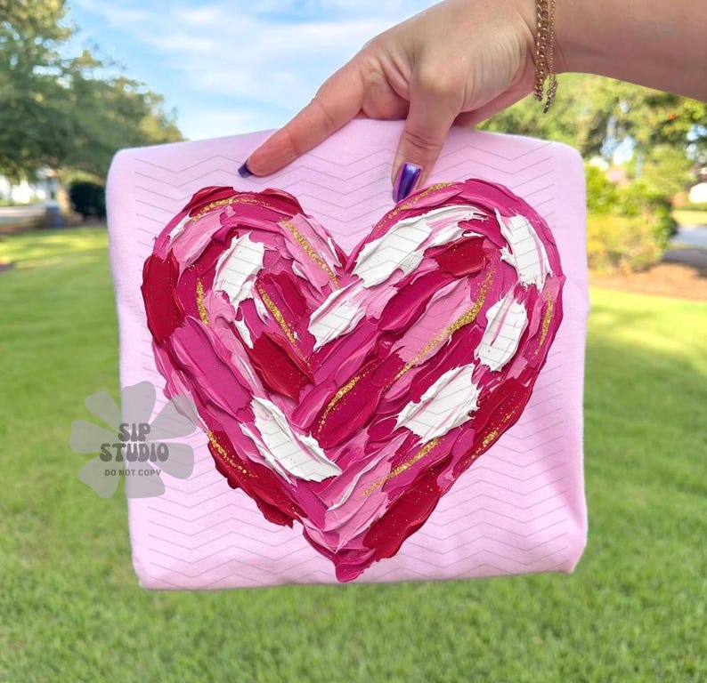 Hand-Painted Heart Valentine's Day png Design | Digital Download | PNG File | Sublimation DTF Design | Love Holiday PNG | Coquette Trendy image 1
