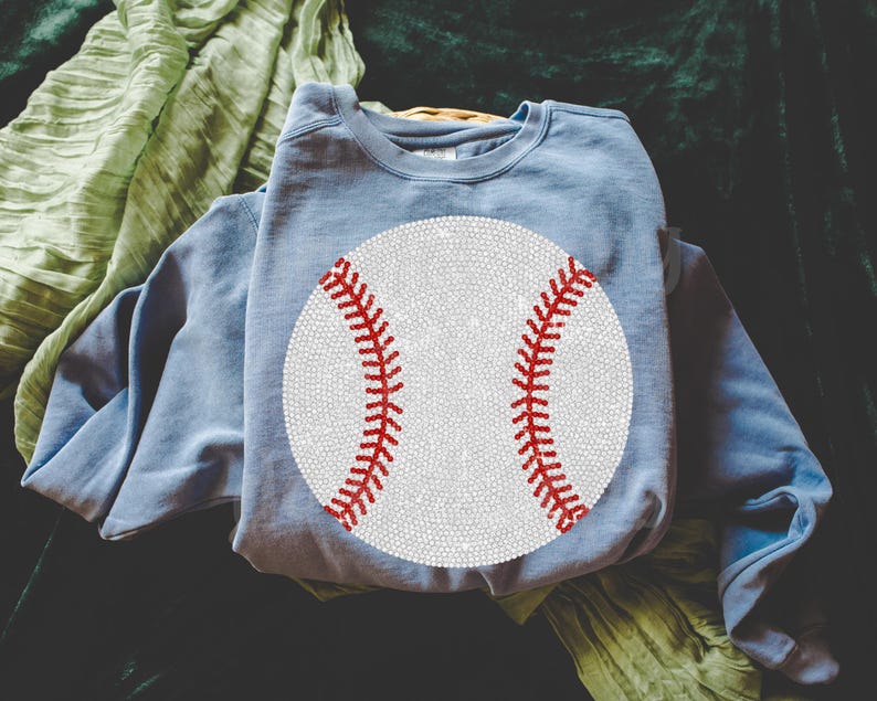 Faux Strass Baseball PNG, Matchdag Digital Nedladdning, Trendig Sublimering och DTF, Girly Sports Team Mom Shirt bild 3