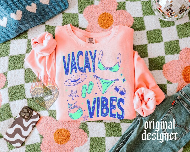 PNG com vibe de férias | Download digital de verão | Camiseta de praia moderna | Sublimação DTF | Design tropical | Camiseta para cruzeiro | Estilo praiano imagem 5
